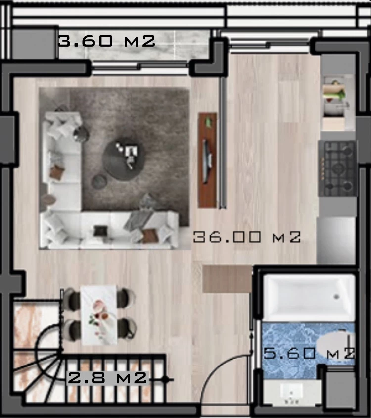 Блок A - 2+1 duplex