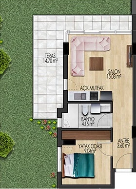 Блок С - 1+1 bahce