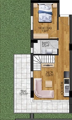 Блок С - 3+1 bahce