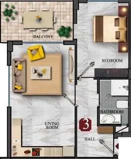 Блок А - 1+1 bahce