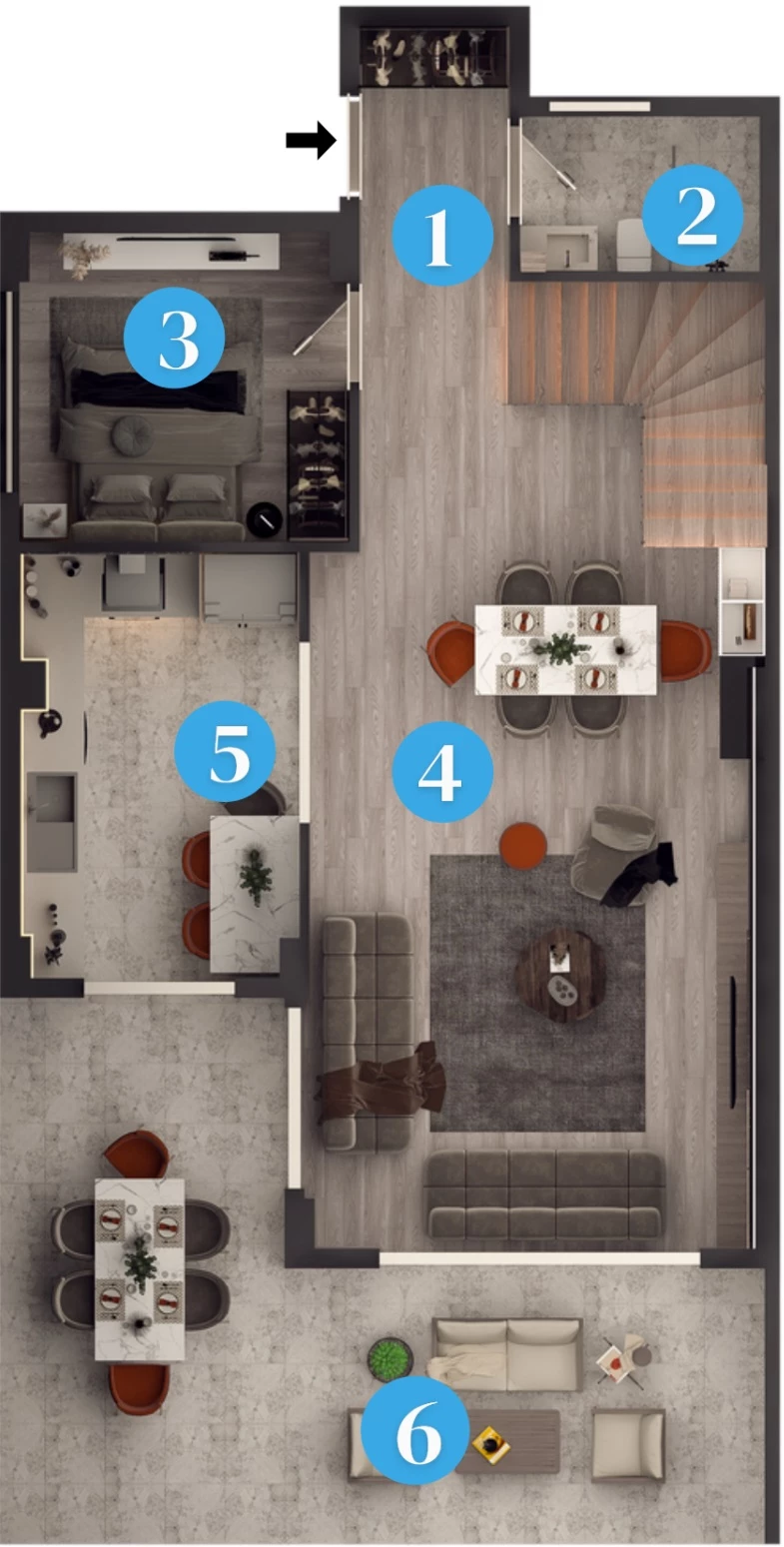 Блок Е - 4+1 bahce